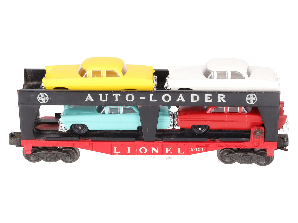 Lionel 6414 Vintage O Gauge Postwar Evans Autoloader with 4 Automobiles VG