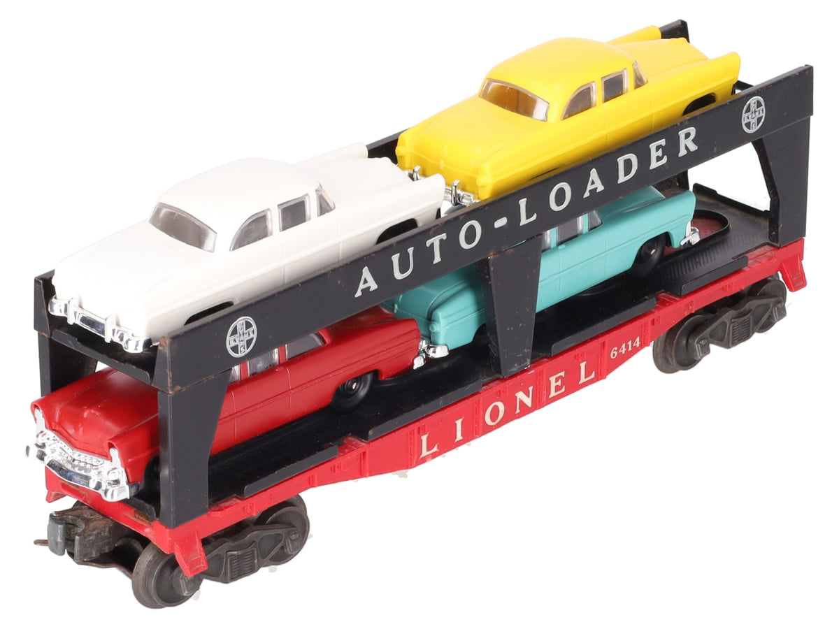 Lionel 6414 Vintage O Gauge Postwar Evans Autoloader with 4 Automobiles VG