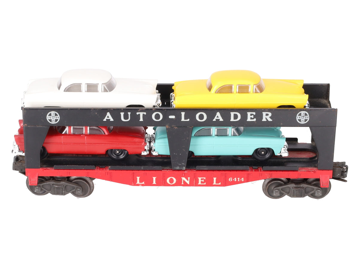 Lionel 6414 Vintage O Gauge Postwar Evans Autoloader with 4 Automobiles VG