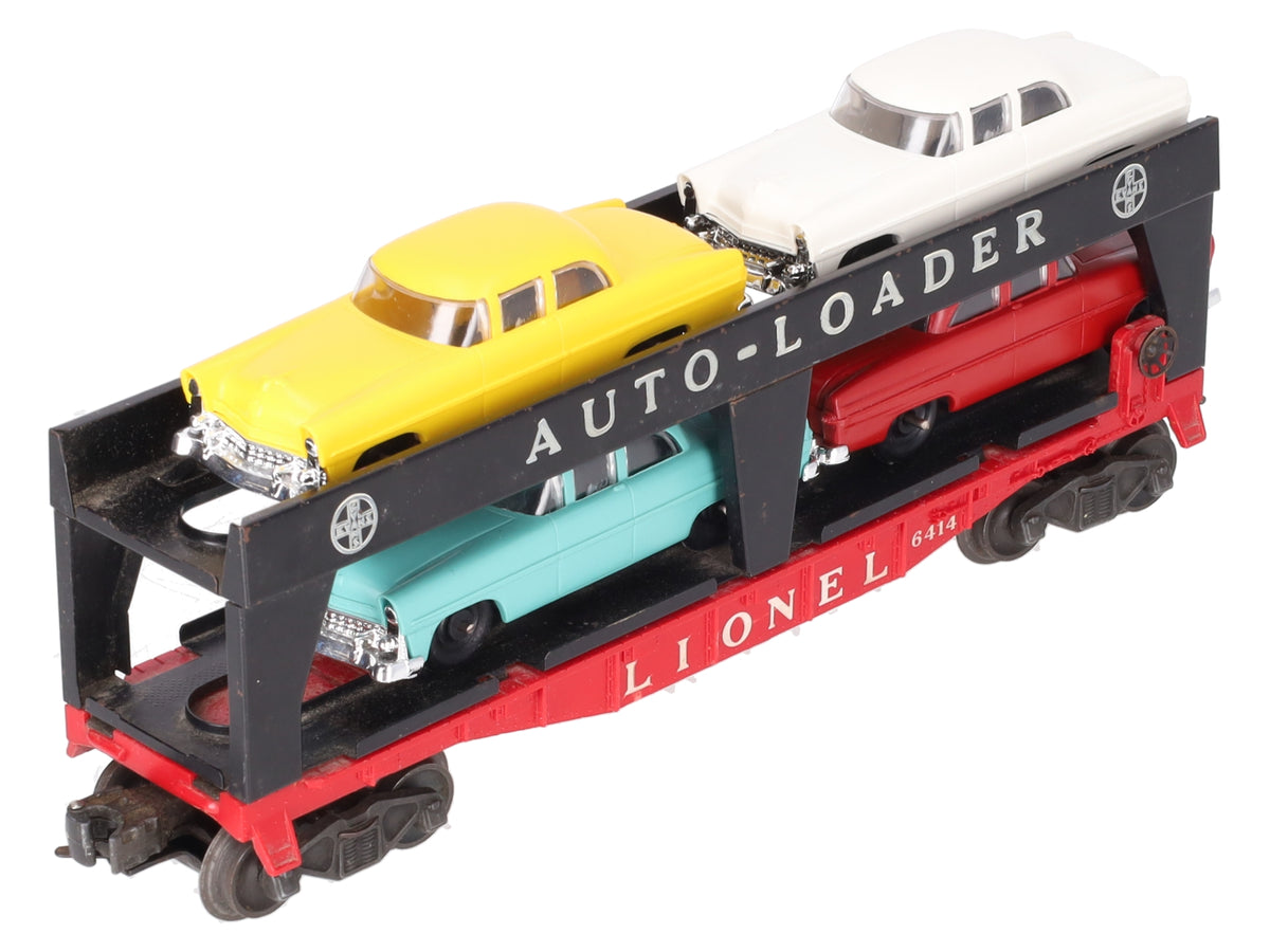 Lionel 6414 Vintage O Gauge Postwar Evans Autoloader with 4 Automobiles VG
