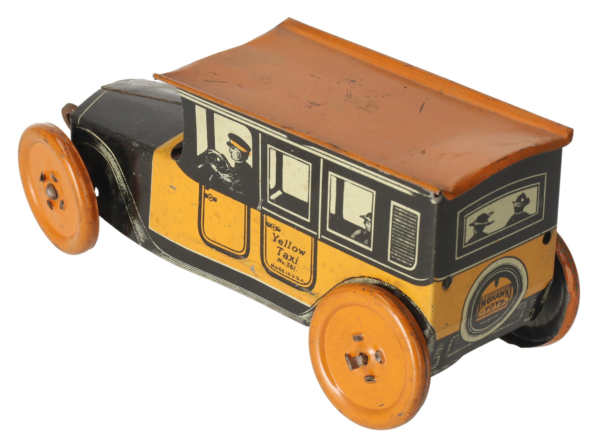 Mohawk 361 Vintage Yellow Taxi Wind-Up Car VG