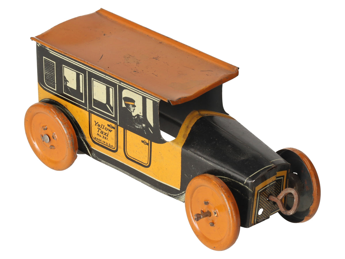 Mohawk 361 Vintage Yellow Taxi Wind-Up Car VG