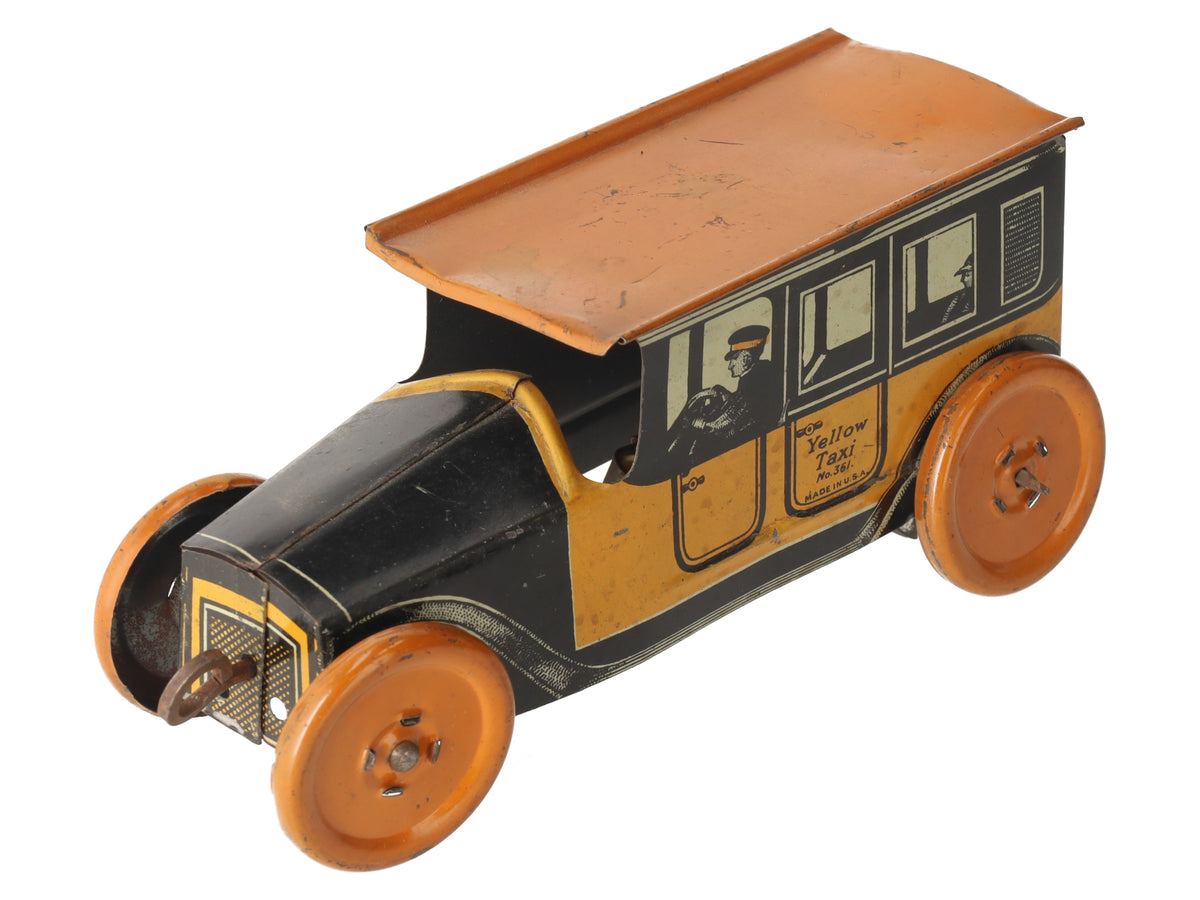 Mohawk 361 Vintage Yellow Taxi Wind-Up Car VG