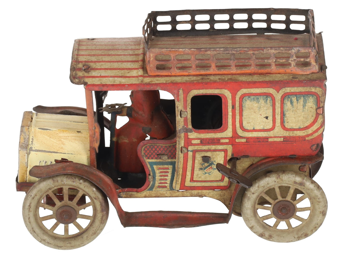 Orobr Prewar Vintage Tinplate Limousine/ Taxi Wind-Up Car W/ figure