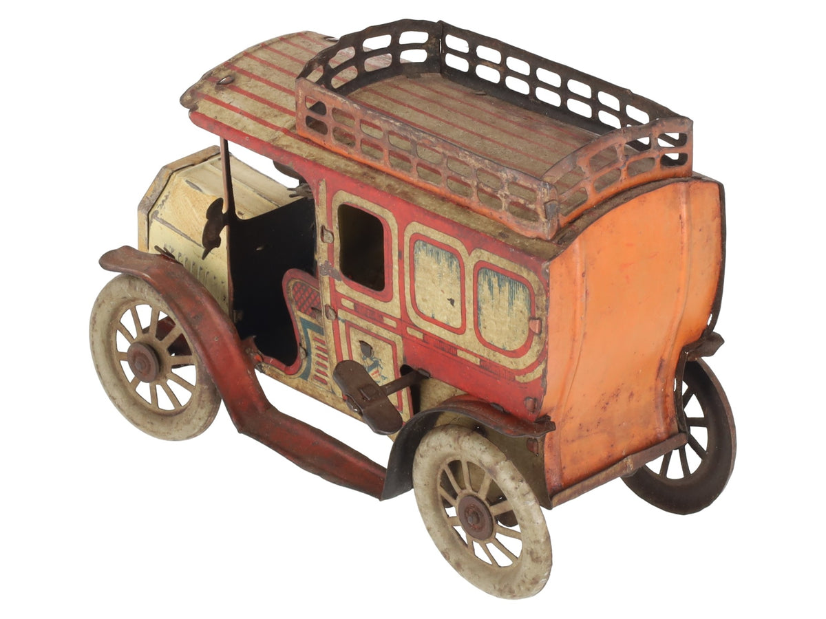Orobr Prewar Vintage Tinplate Limousine/ Taxi Wind-Up Car W/ figure