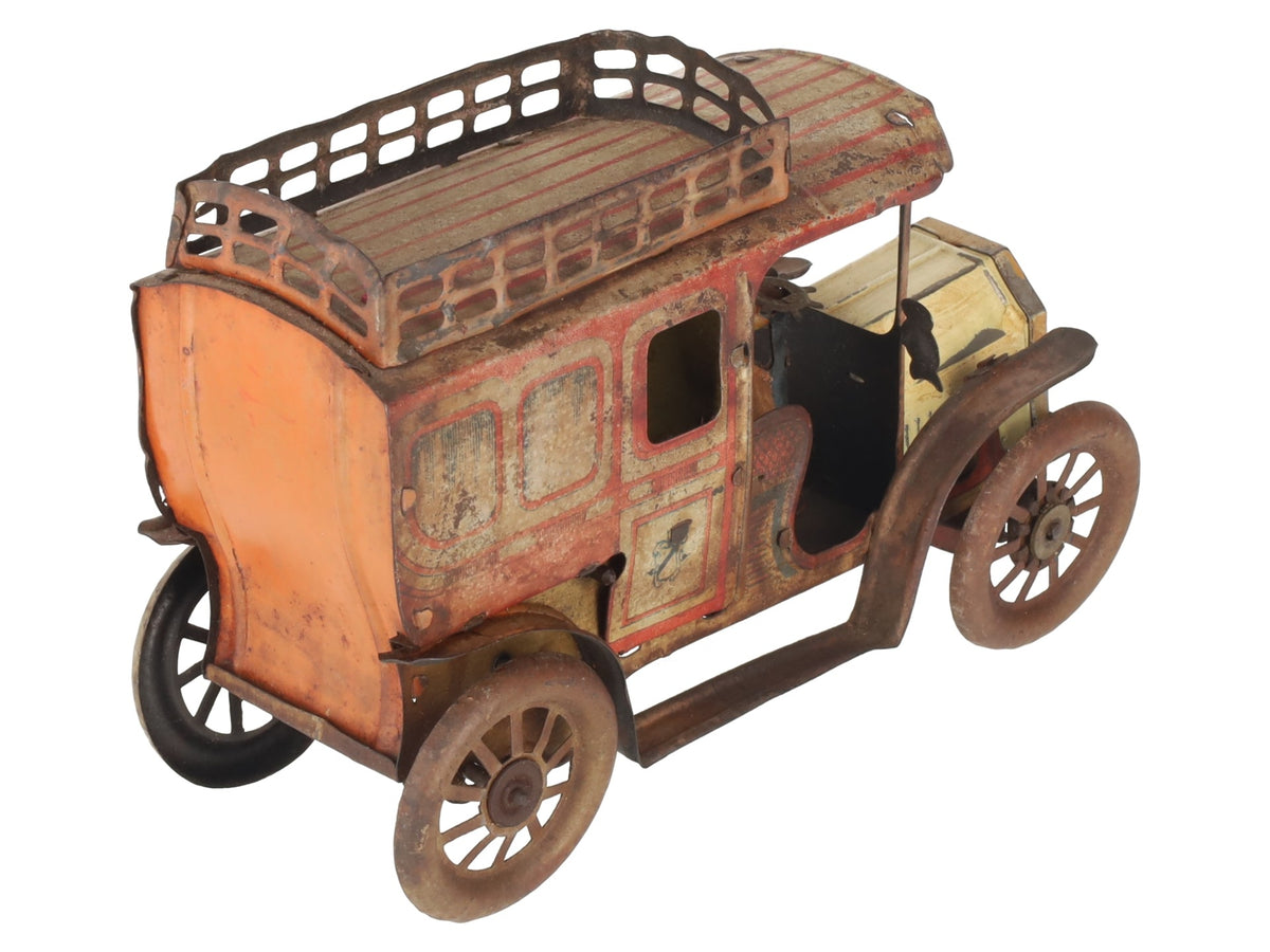 Orobr Prewar Vintage Tinplate Limousine/ Taxi Wind-Up Car W/ figure
