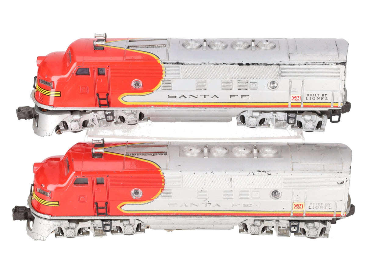 Lionel 2343 Vintage O Gauge Santa Fe F3 AA Diesel Locomotive Set VG