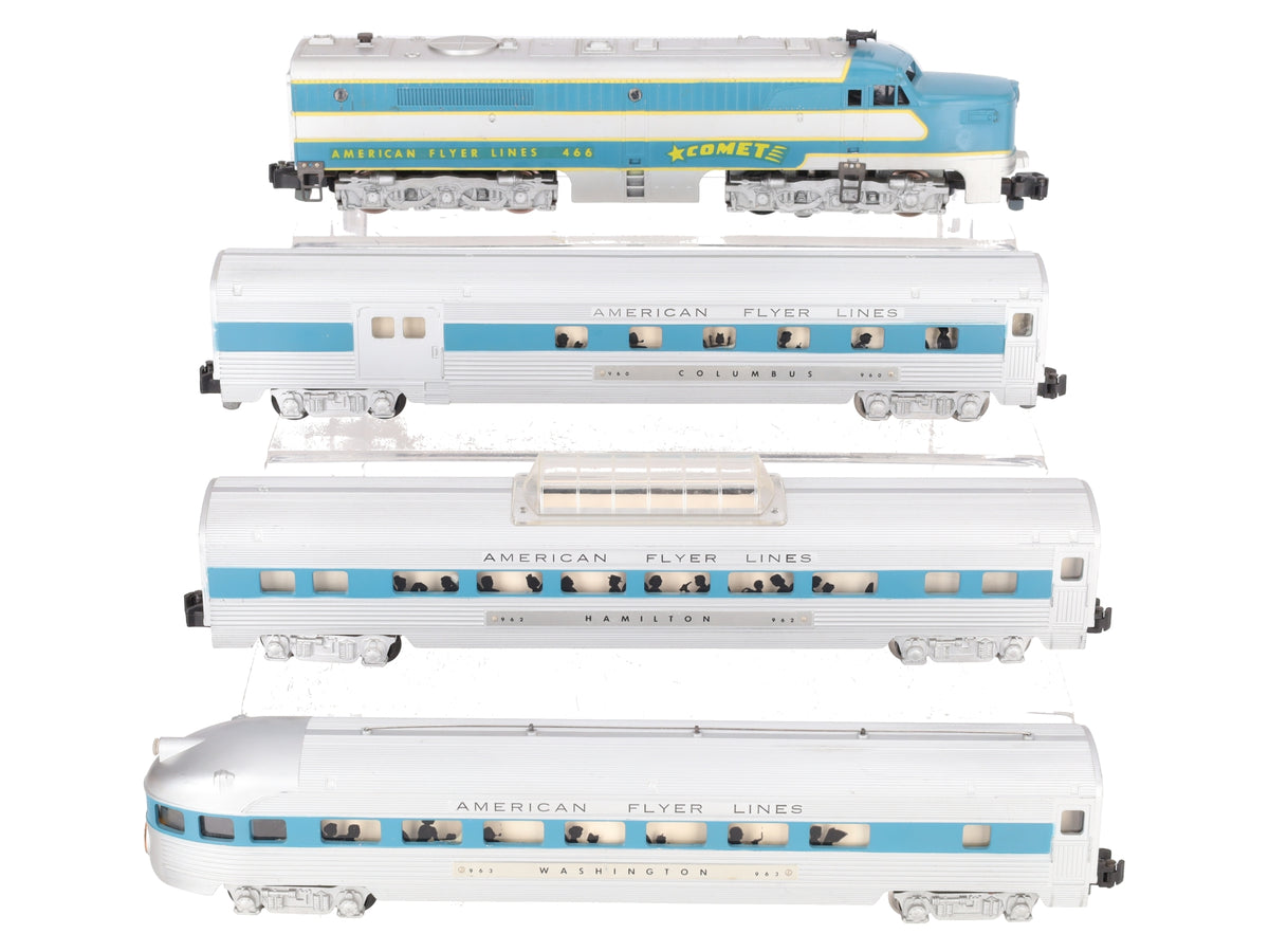 American Flyer K5434T VIntage S Silver Comet Diesel Passenger: 466 960 962 963 EX/Box