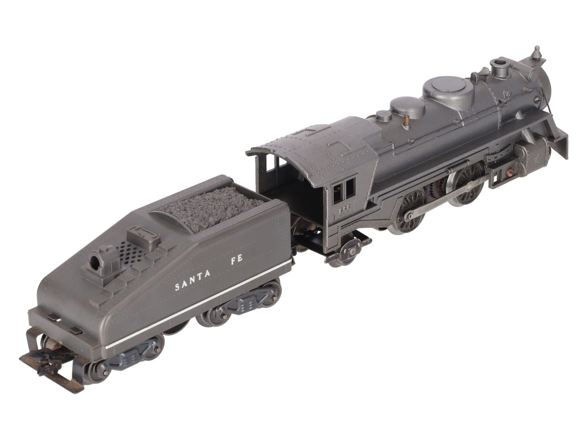 Marx 666 Vintage O 2-4-2 Diecast Steam Locomotive & Santa Fe Tender