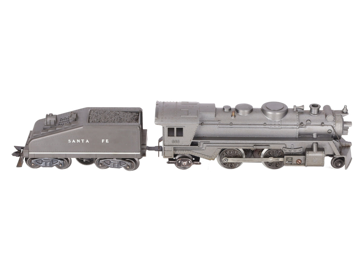 Marx 666 Vintage O 2-4-2 Diecast Steam Locomotive & Santa Fe Tender