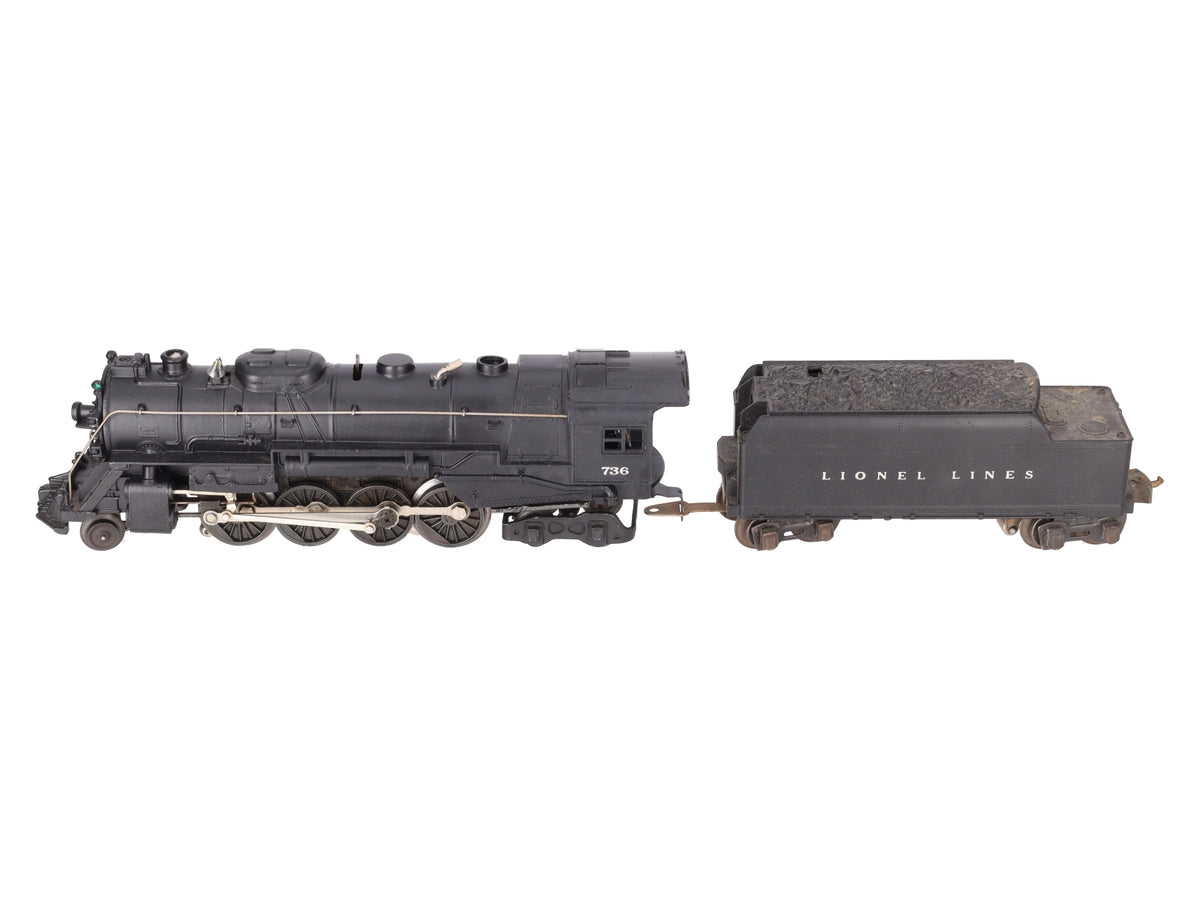 Lionel 736 Vintage O 2-8-4 Berkshire Steam Locomotive w/2666W Tender VG