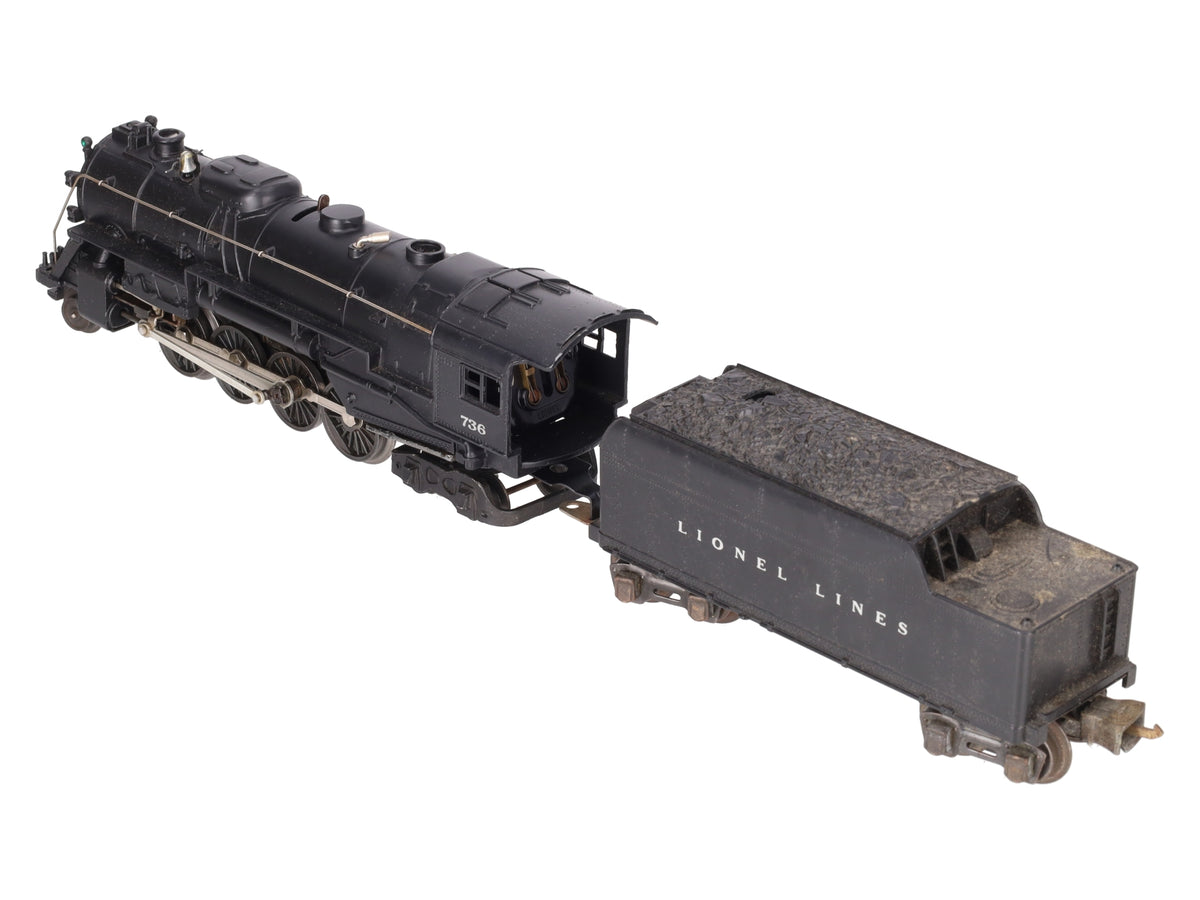 Lionel 736 Vintage O 2-8-4 Berkshire Steam Locomotive w/2666W Tender VG