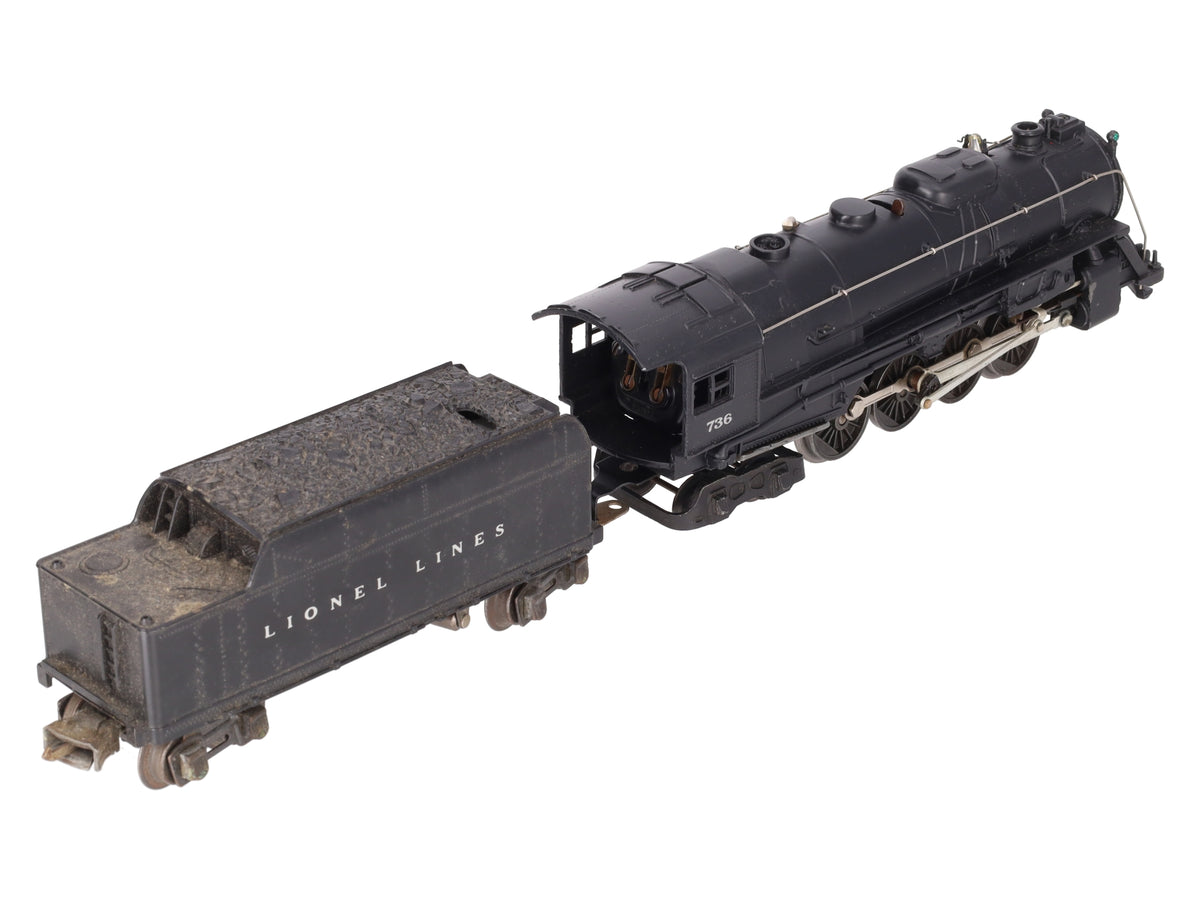 Lionel 736 Vintage O 2-8-4 Berkshire Steam Locomotive w/2666W Tender VG