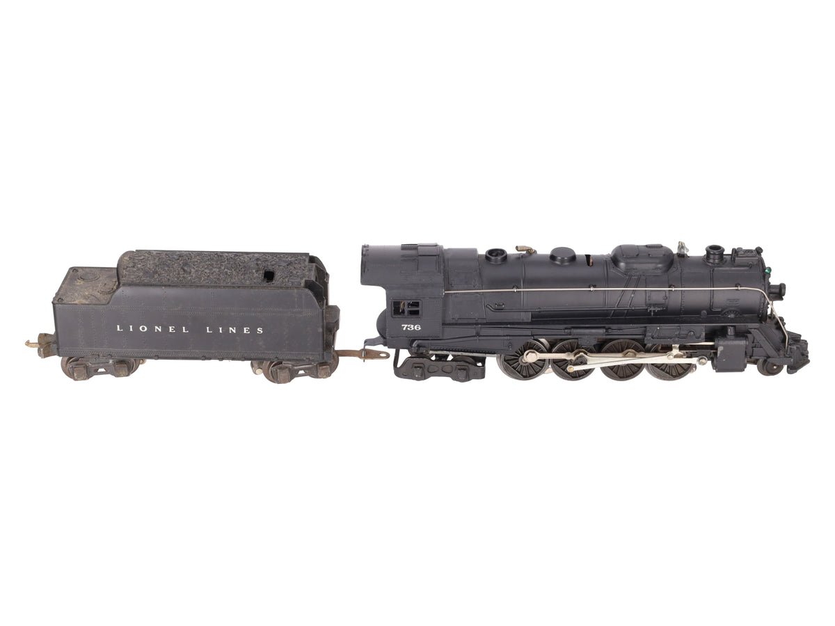 Lionel 736 Vintage O 2-8-4 Berkshire Steam Locomotive w/2666W Tender VG