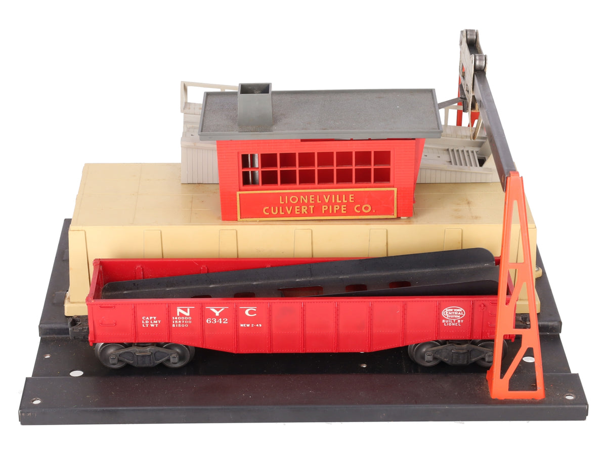 Lionel 342 Vintage O Motorized Operating Culvert Loader with Car VG
