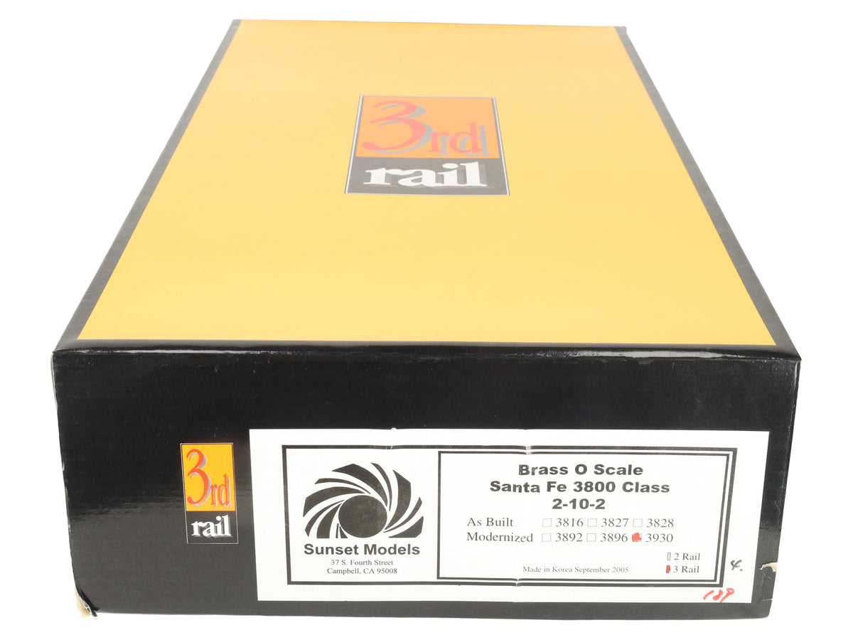 Sunset Models O Brass Santa Fe 3800 Class 2-10-2 Steam Loco & Tender (2-Rail) EX/Box
