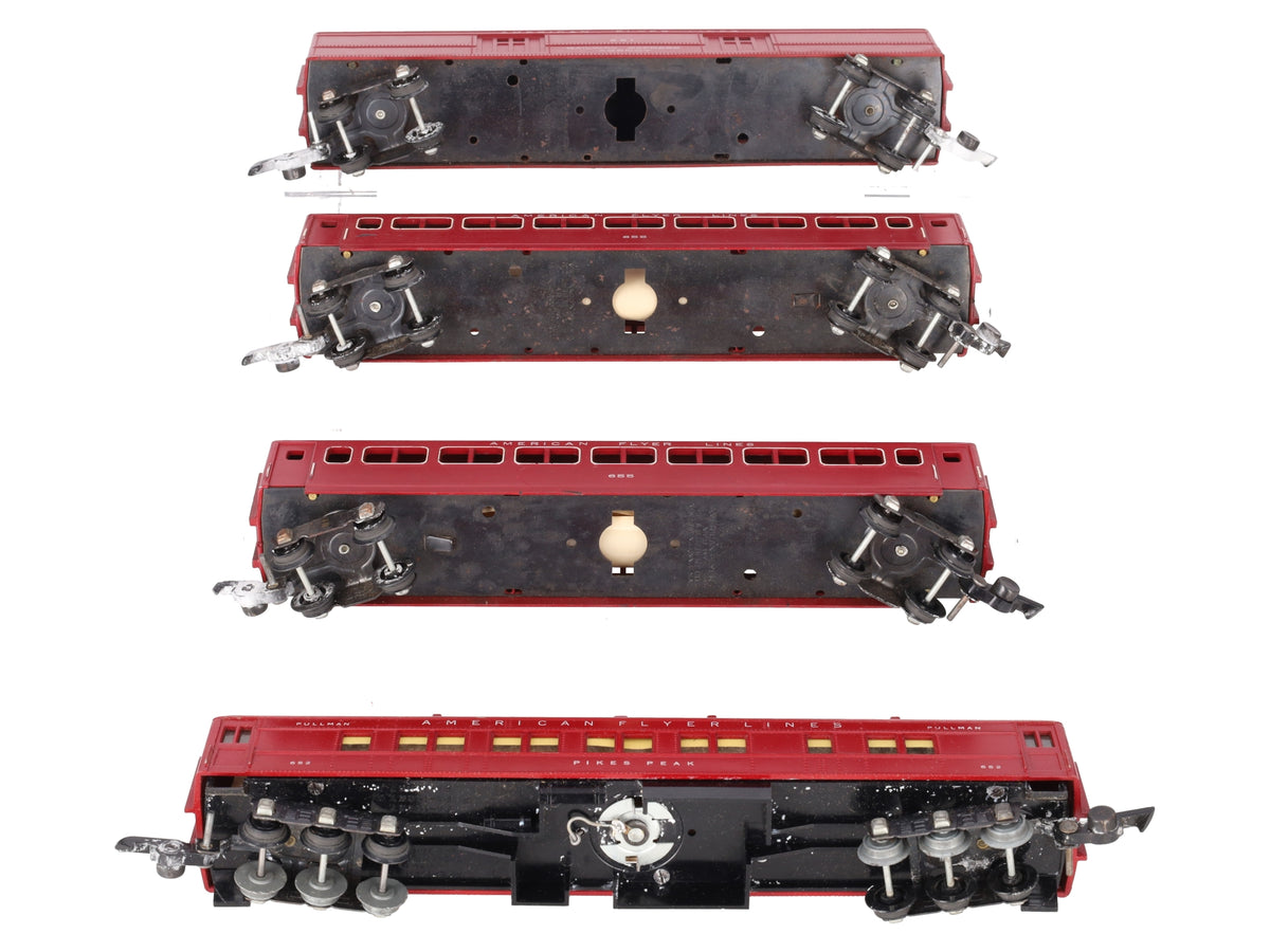 American Flyer Vintage S Gauge AFL Passenger Cars 655, 651, 652 [4] VG/Box