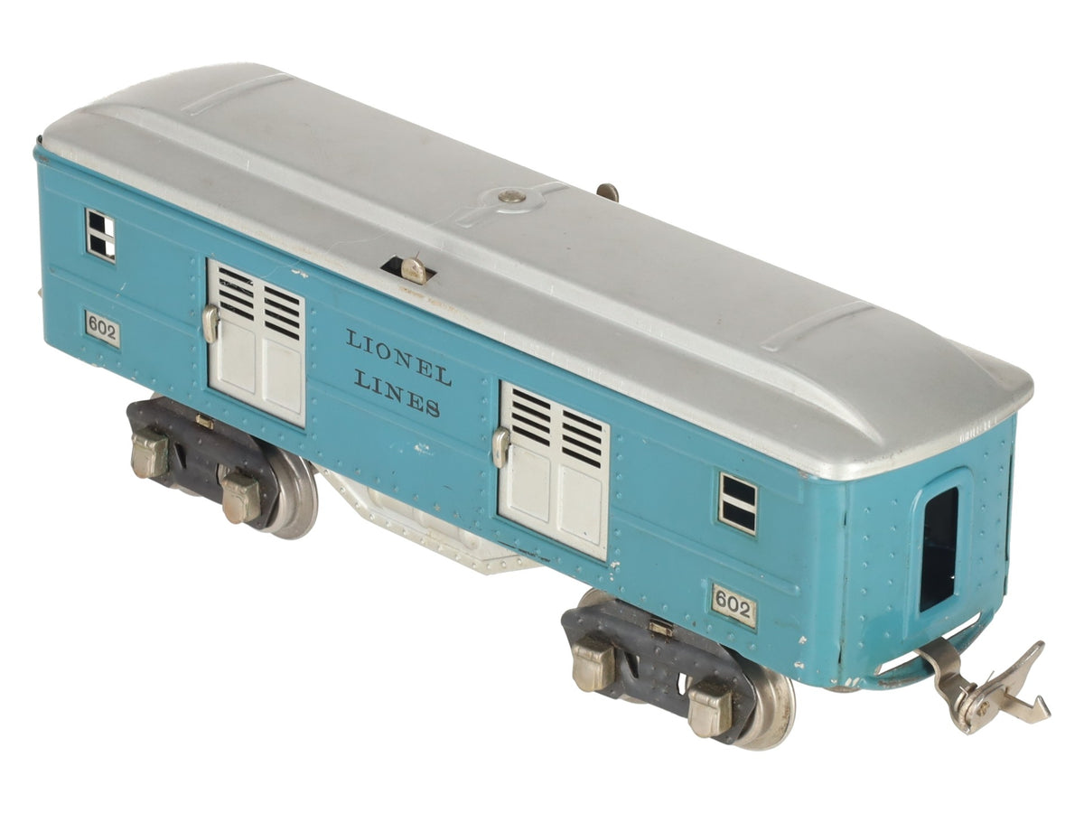 Lionel 602 Vintage O Prewar Lionel Lines Blue Tinplate Passage Baggage Car VG