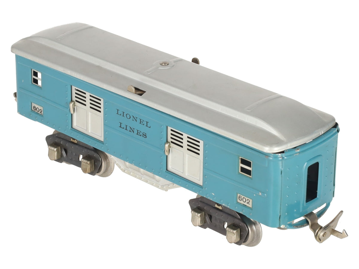 Lionel 602 Vintage O Prewar Lionel Lines Blue Tinplate Passage Baggage Car VG