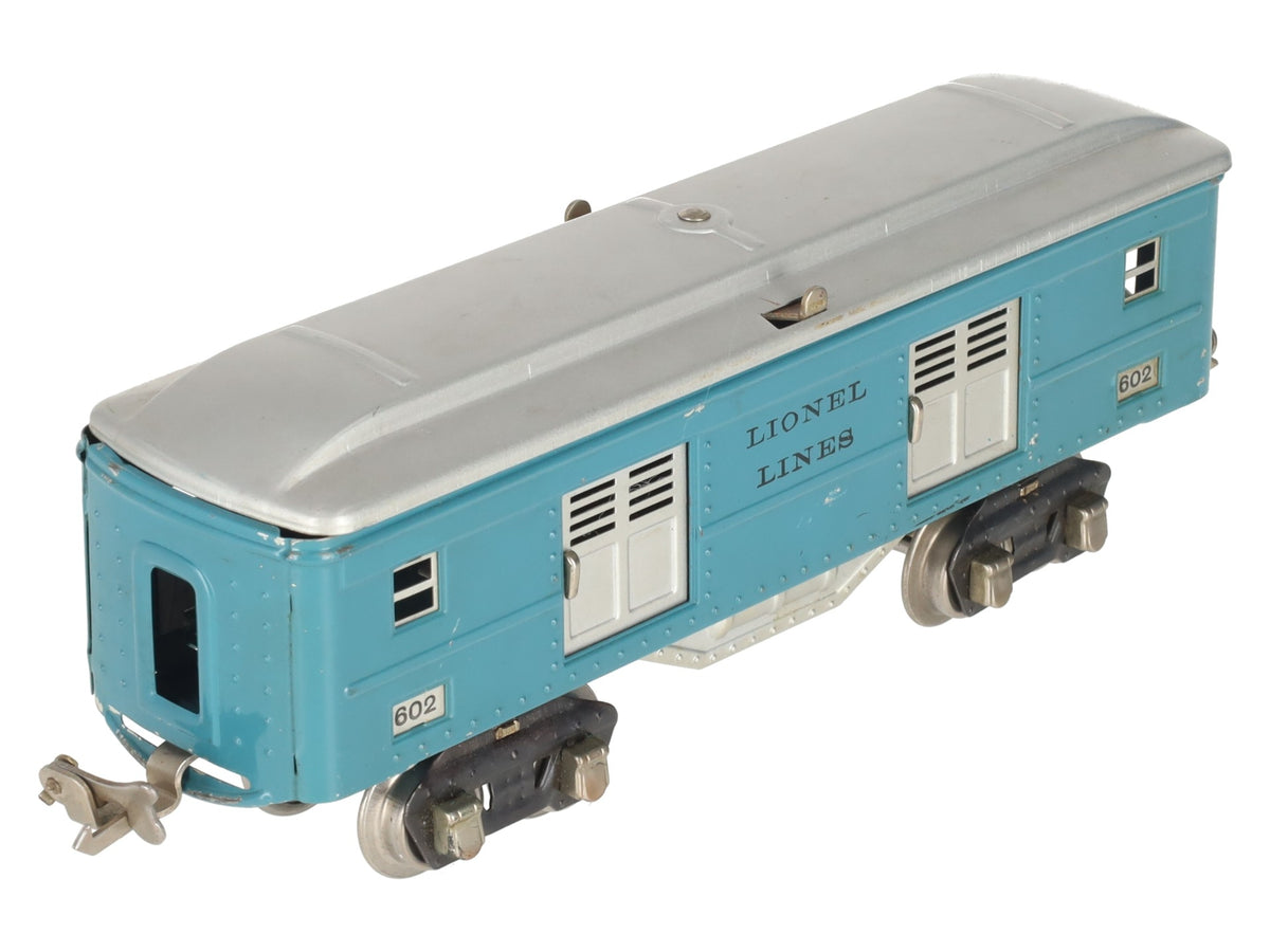 Lionel 602 Vintage O Prewar Lionel Lines Blue Tinplate Passage Baggage Car VG