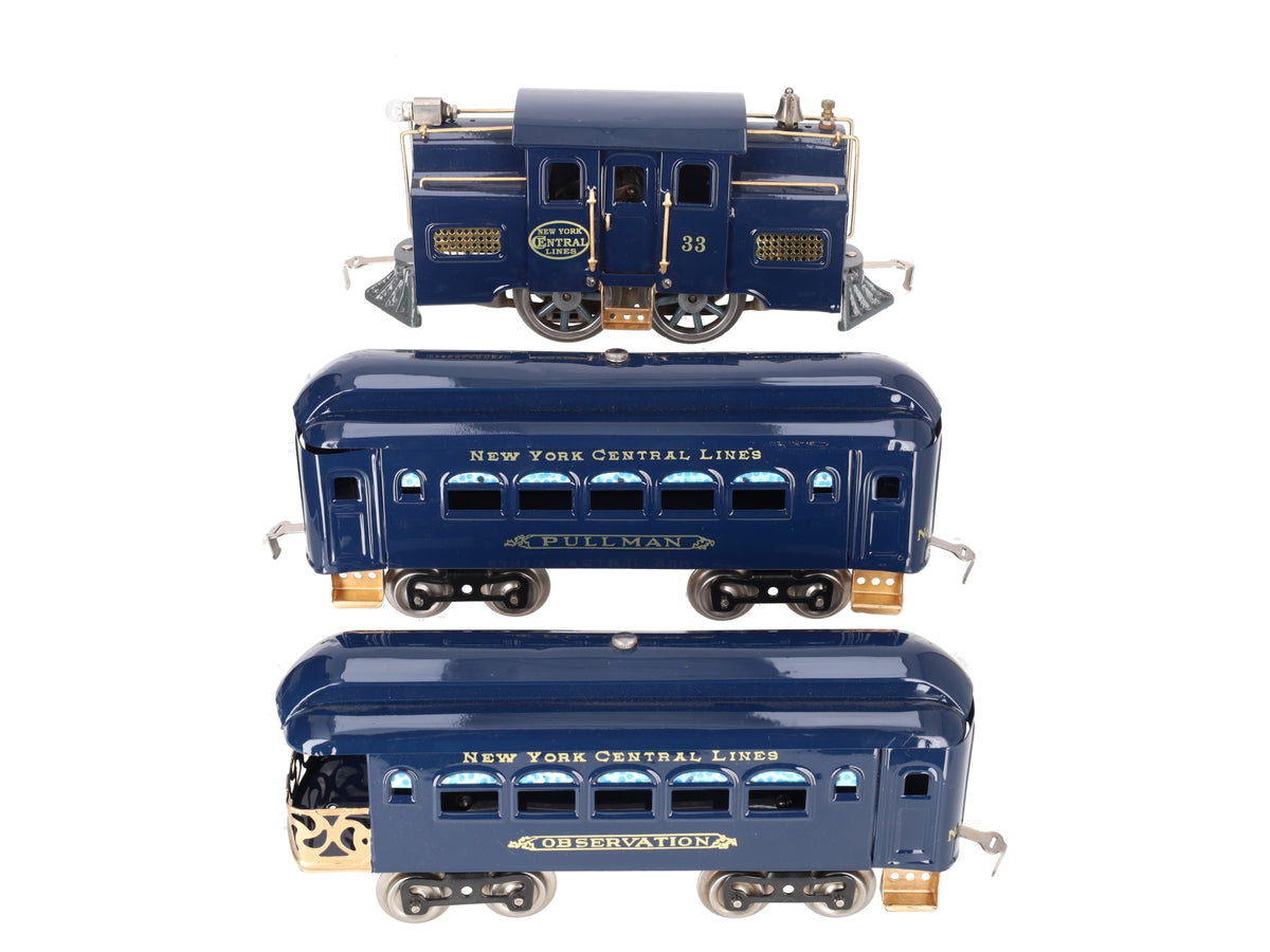 Lionel 33 Vintage Standard Gauge Powered Electric Loco w/ 35 & 36 Passenger Cars