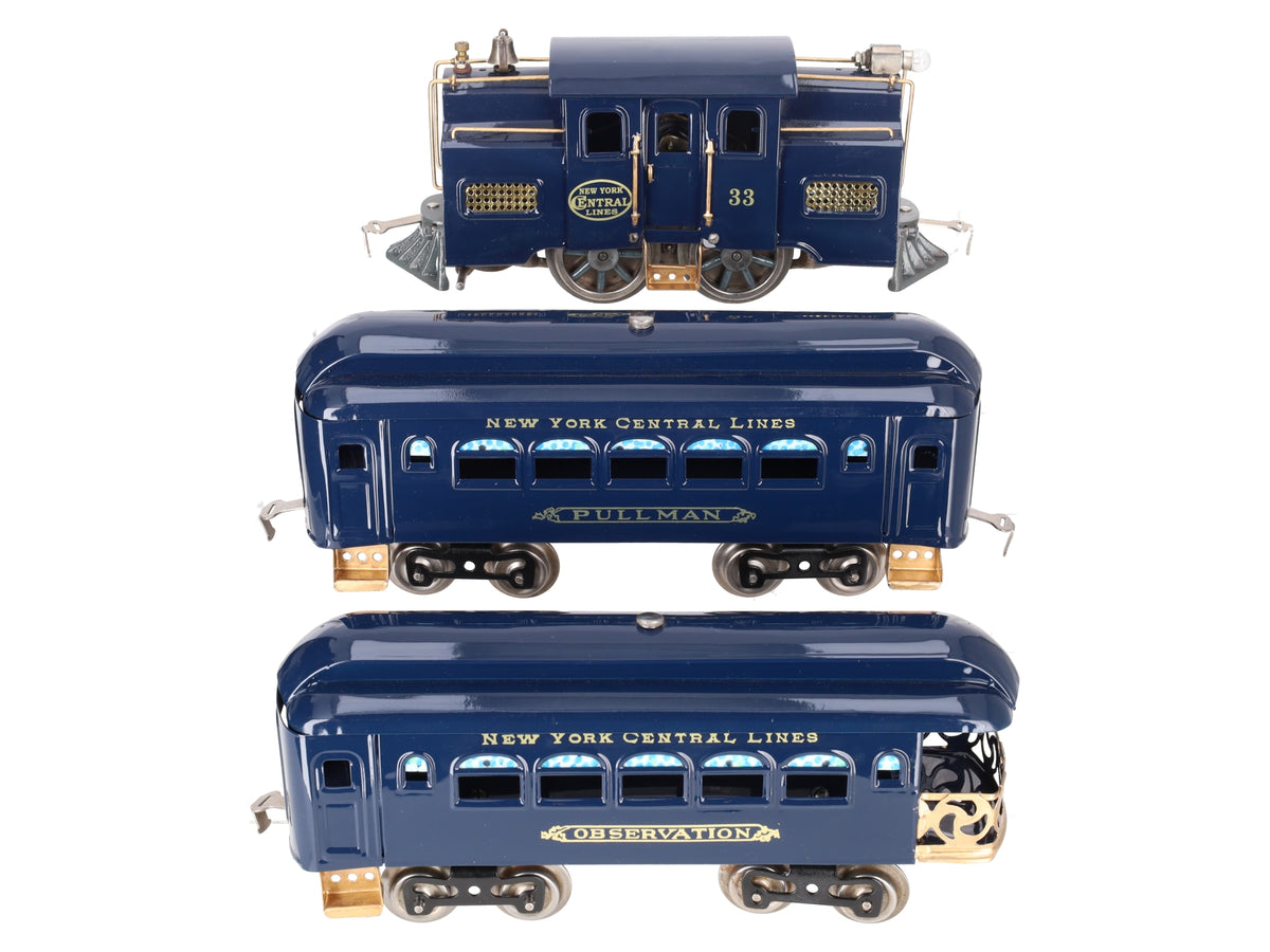 Lionel 33 Vintage Standard Gauge Powered Electric Loco w/ 35 & 36 Passenger Cars