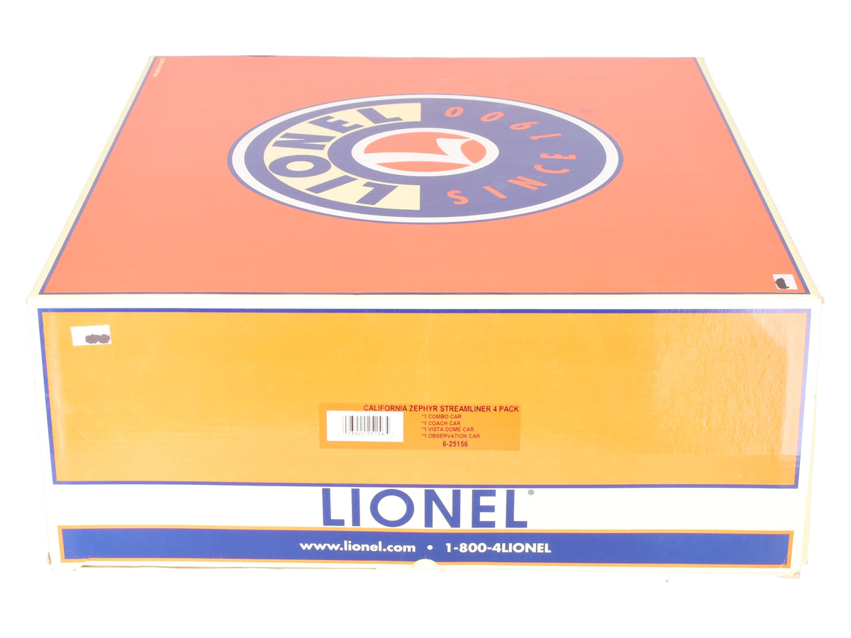 Lionel 6-25156 O Gauge California Zephyr Streamliner Passenger Cars (Set of 4) LN/Box