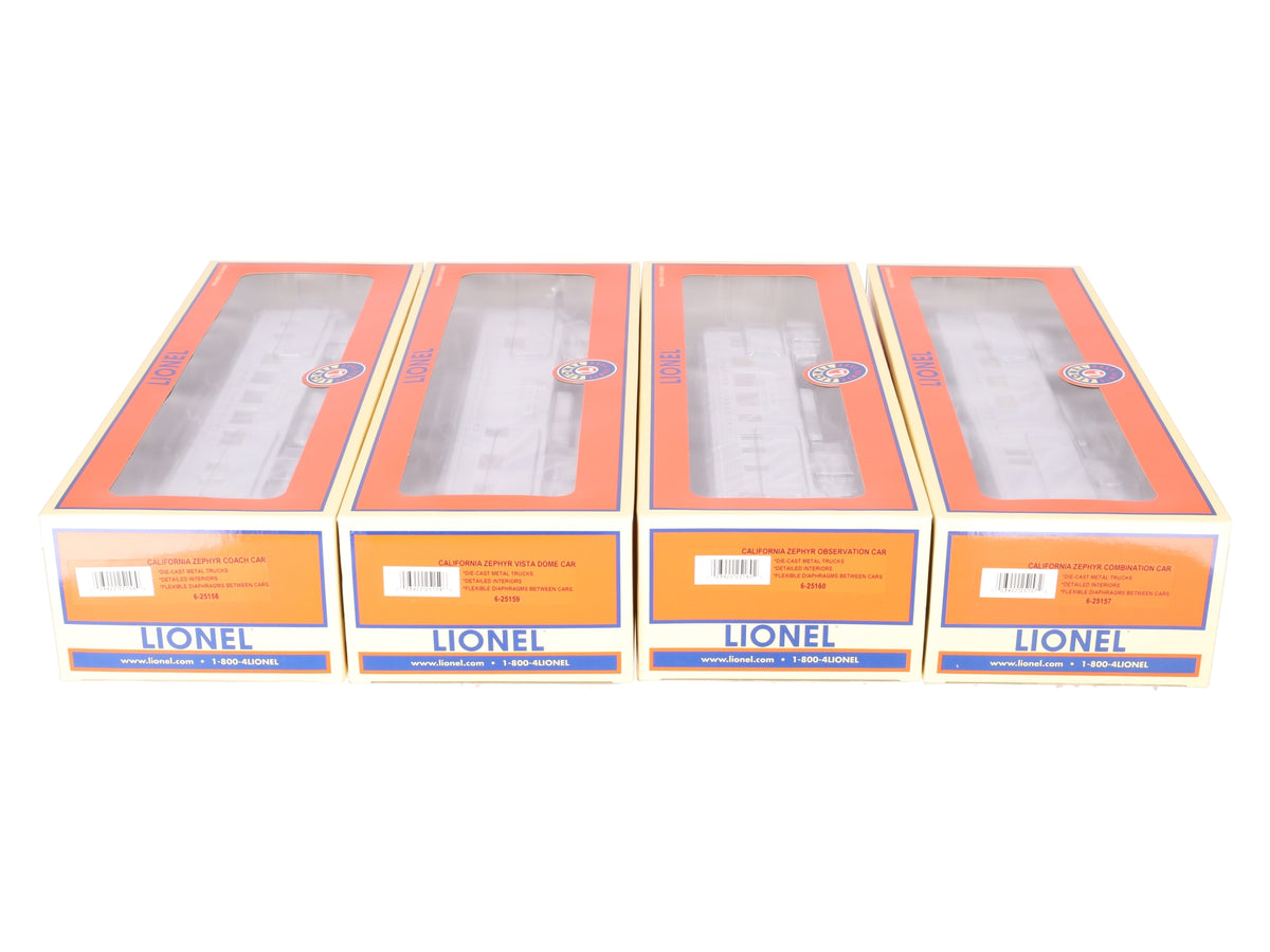Lionel 6-25156 O Gauge California Zephyr Streamliner Passenger Cars (Set of 4) LN/Box