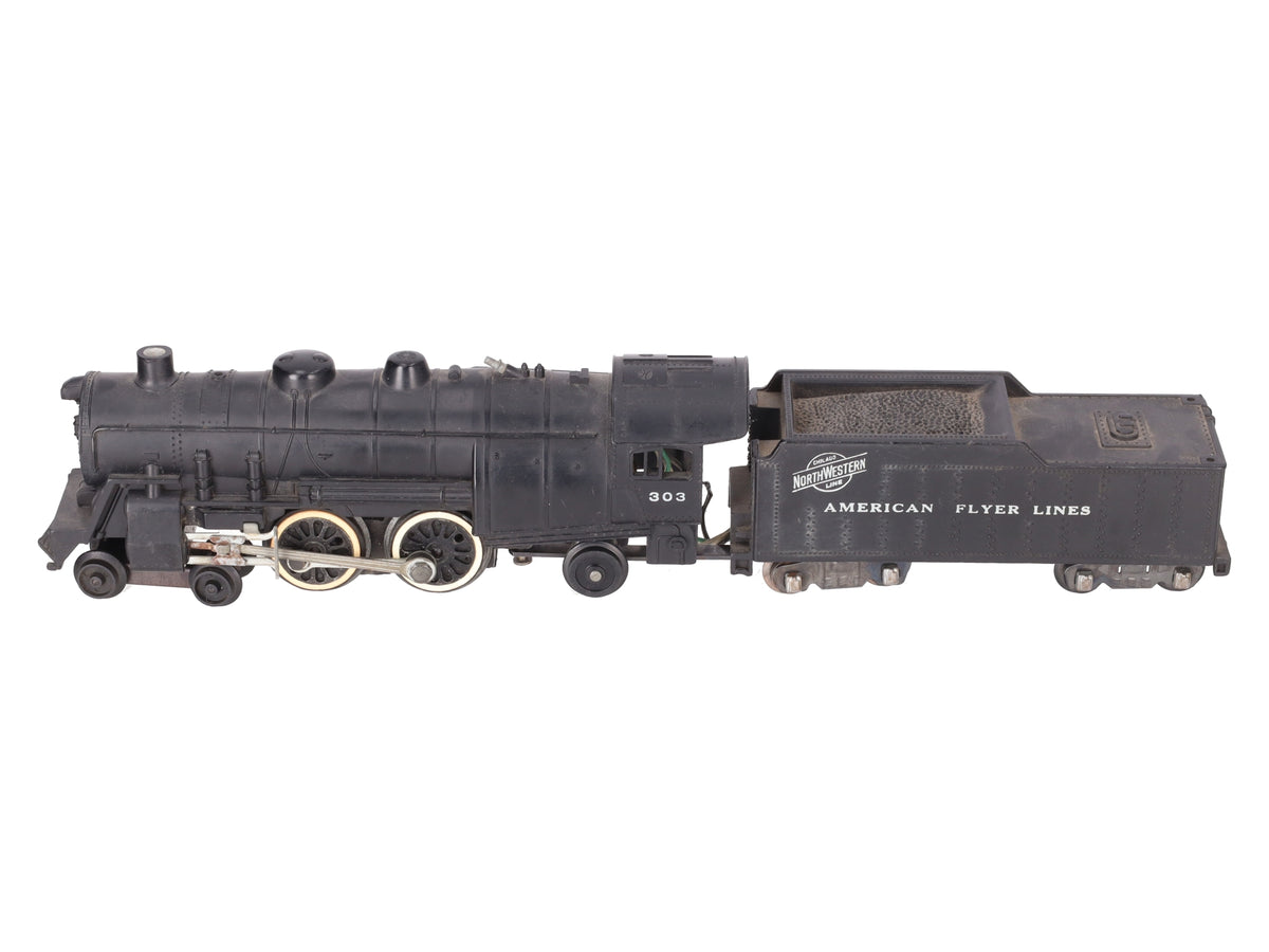 American Flyer 303 Vintage S North Western 4-4-2 Steam Locomotive & Tender VG