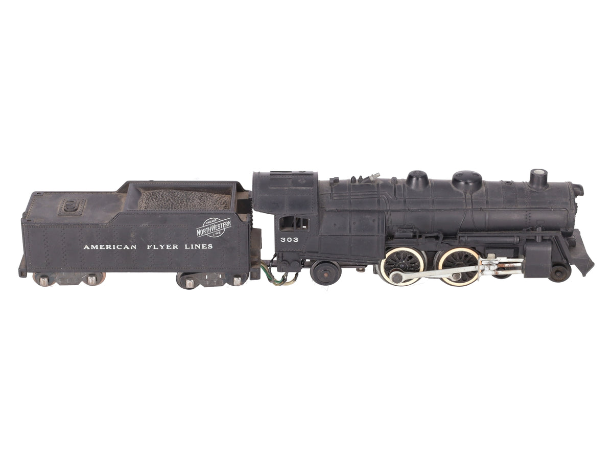 American Flyer 303 Vintage S North Western 4-4-2 Steam Locomotive & Tender VG