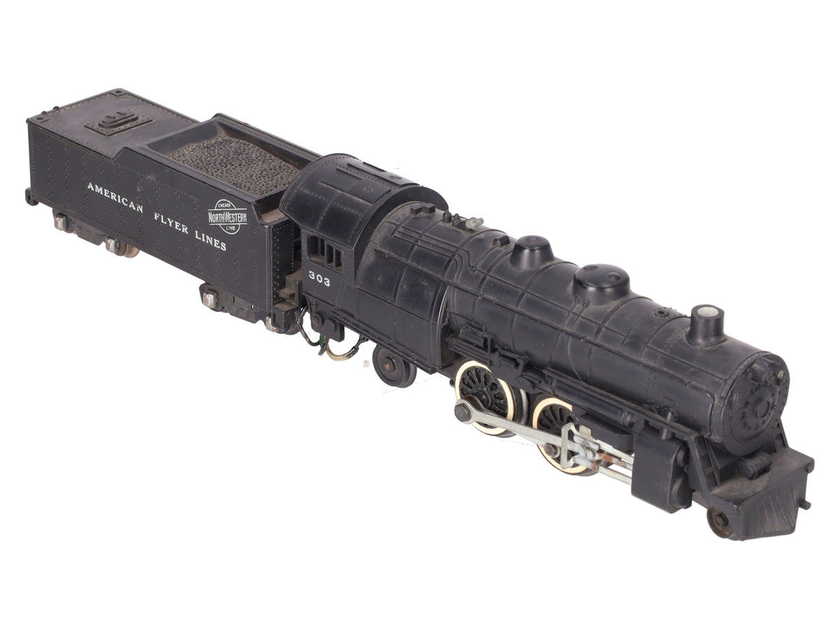 American Flyer 303 Vintage S North Western 4-4-2 Steam Locomotive & Tender VG