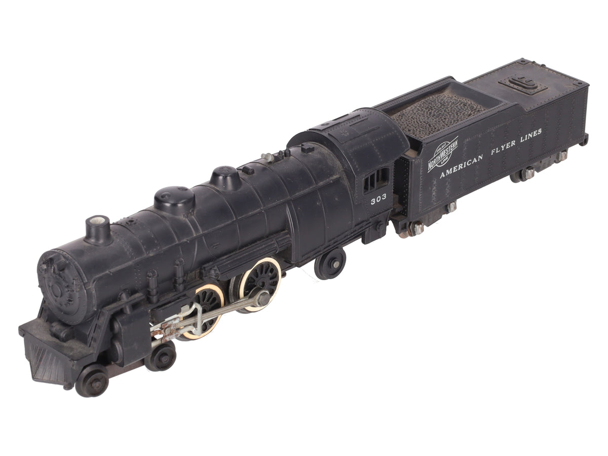 American Flyer 303 Vintage S North Western 4-4-2 Steam Locomotive & Tender VG