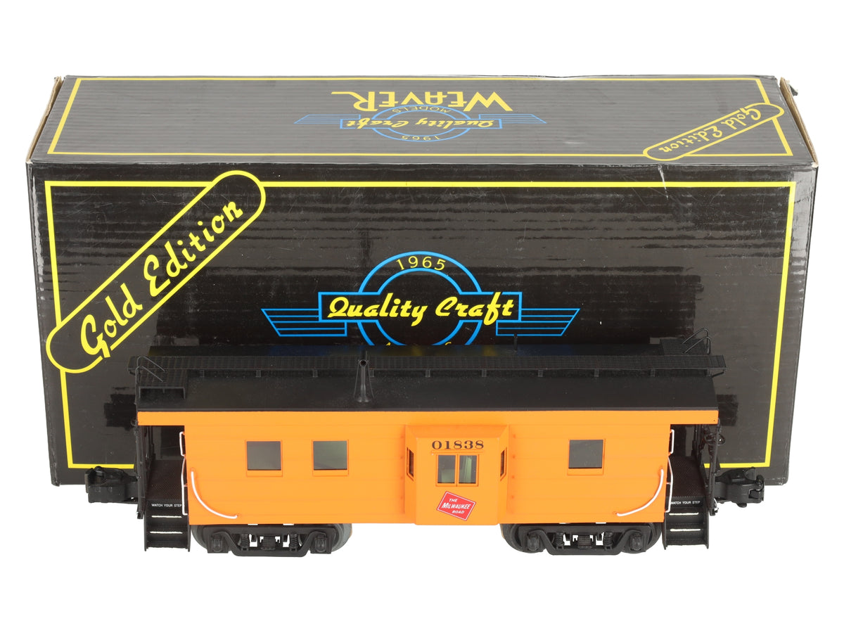 Weaver G2021L O BRASS Milwaukee Road Ribbed Side Brass Caboose #01838 (3-Rail) EX/Box