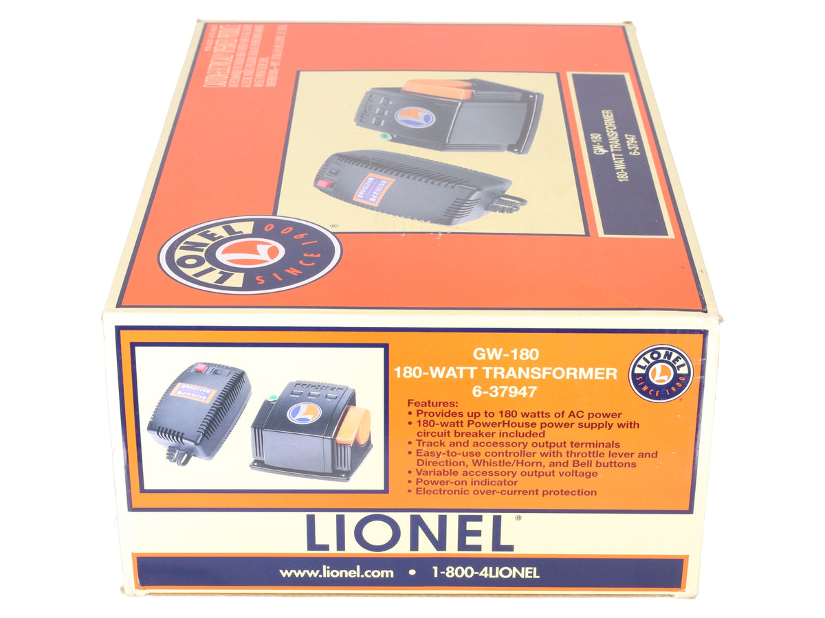 Lionel 6-37947 O Gauge GW-180 180 Watt Transformer EX/Box