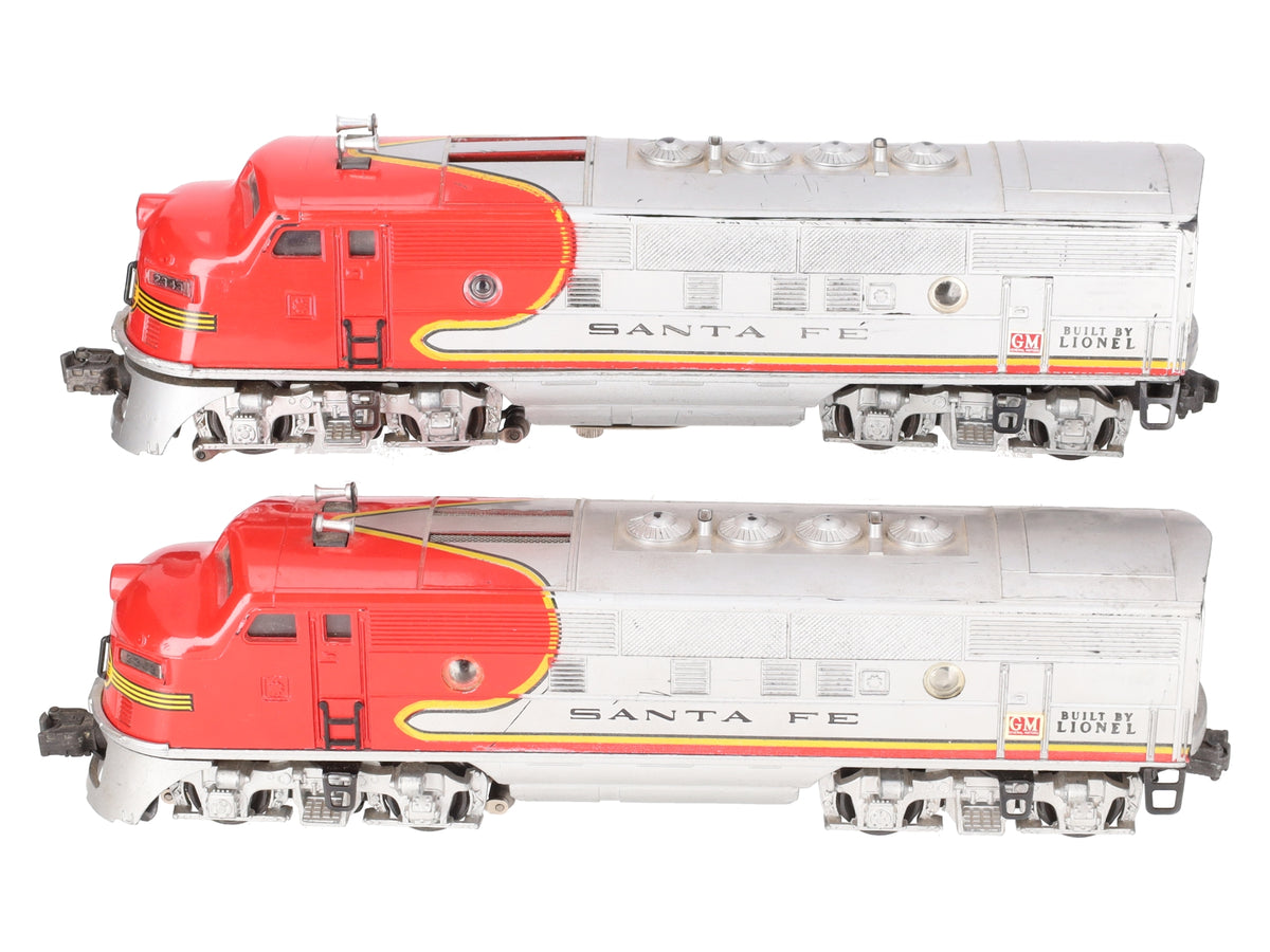 Lionel 2343 Vintage O Gauge Santa Fe F3 AA Diesel Locomotive Set VG