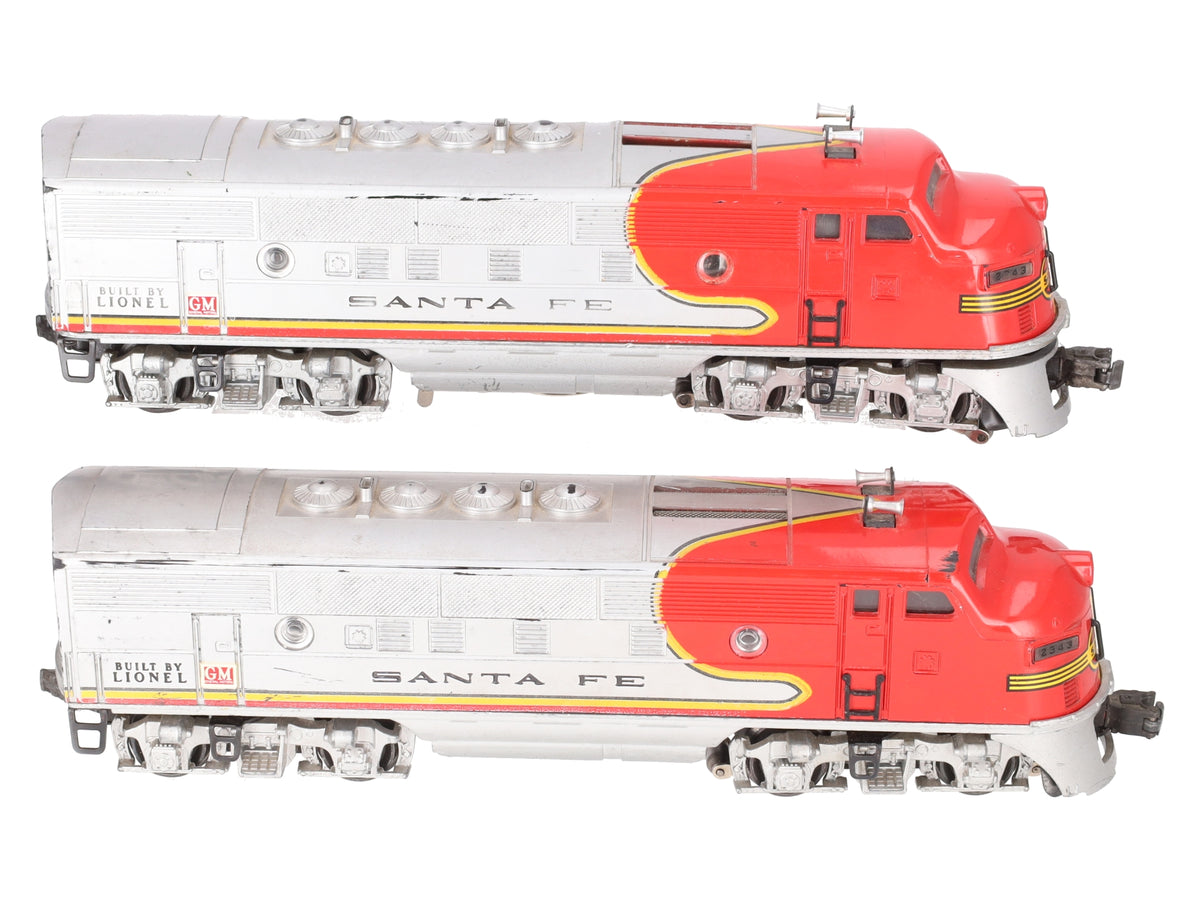 Lionel 2343 Vintage O Gauge Santa Fe F3 AA Diesel Locomotive Set VG