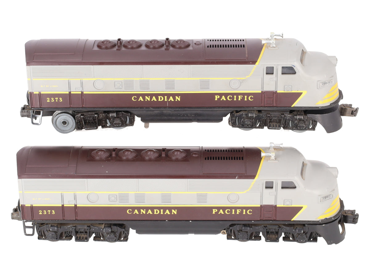 Lionel 2373 Vintage O Gauge Canadian Pacific F3 AA Diesel Locomotive Set VG