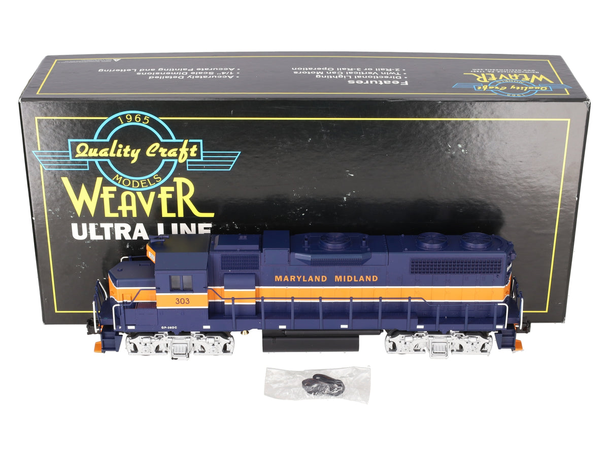 Weaver 7575 O Gauge Maryland Midland Gp38-2 Diesel Locomotive #303 - 3-Rail EX/Box