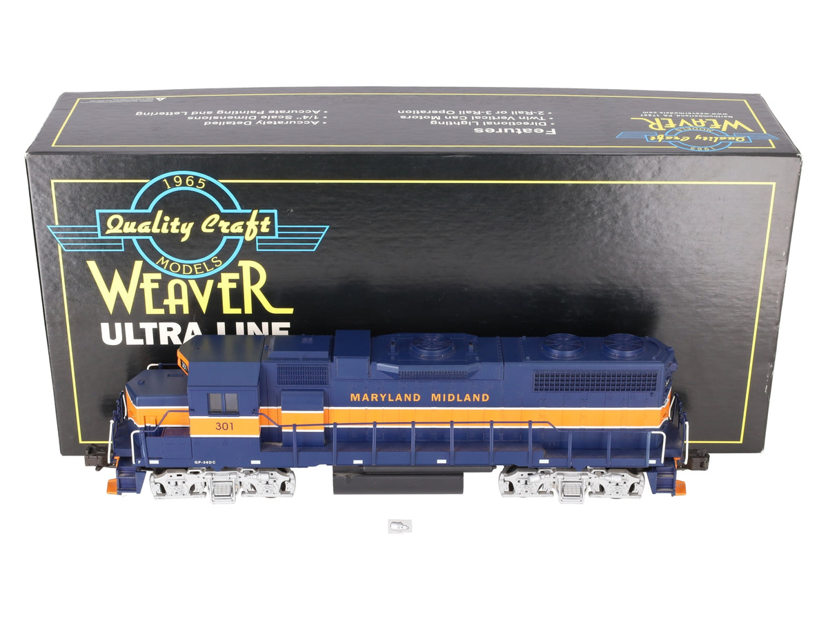 Weaver 7575LP O Maryland Midland GP38-2 Diesel Locomotive #301 w/ Sounds EX/Box