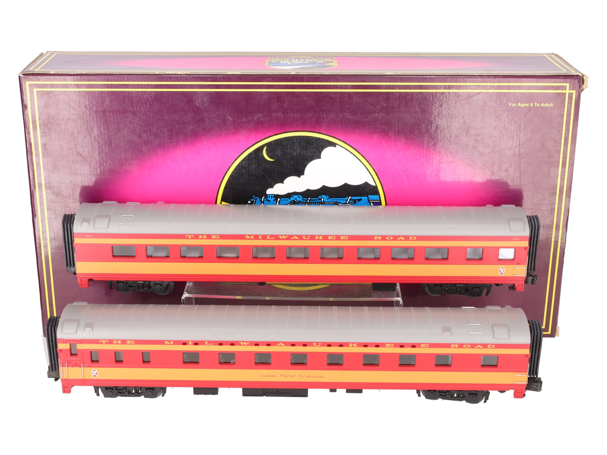 MTH 20-6652 O Milwaukee 70' Streamlined Slpr/Diner Passenger Cars (Set of 2) EX/Box