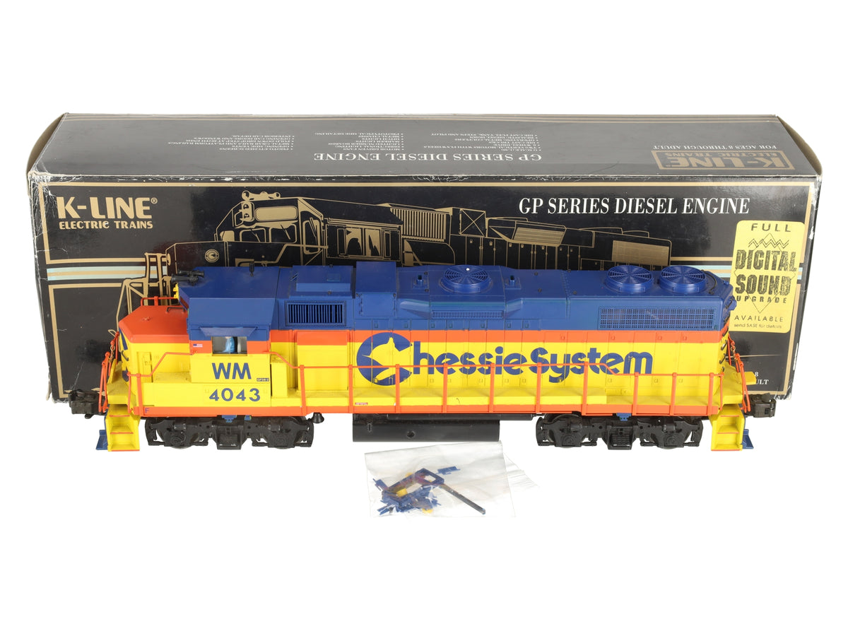 K-Line K2496-4043 O Gauge WM Chessie GP38-2 Diesel Locomotive #4043 EX/Box