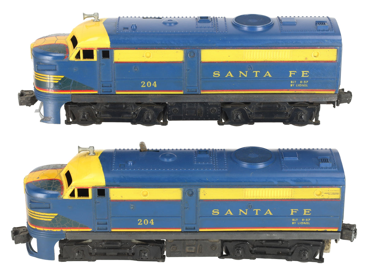 Lionel 204 Vintage O Santa Fe AA Diesel Locomotive Set VG