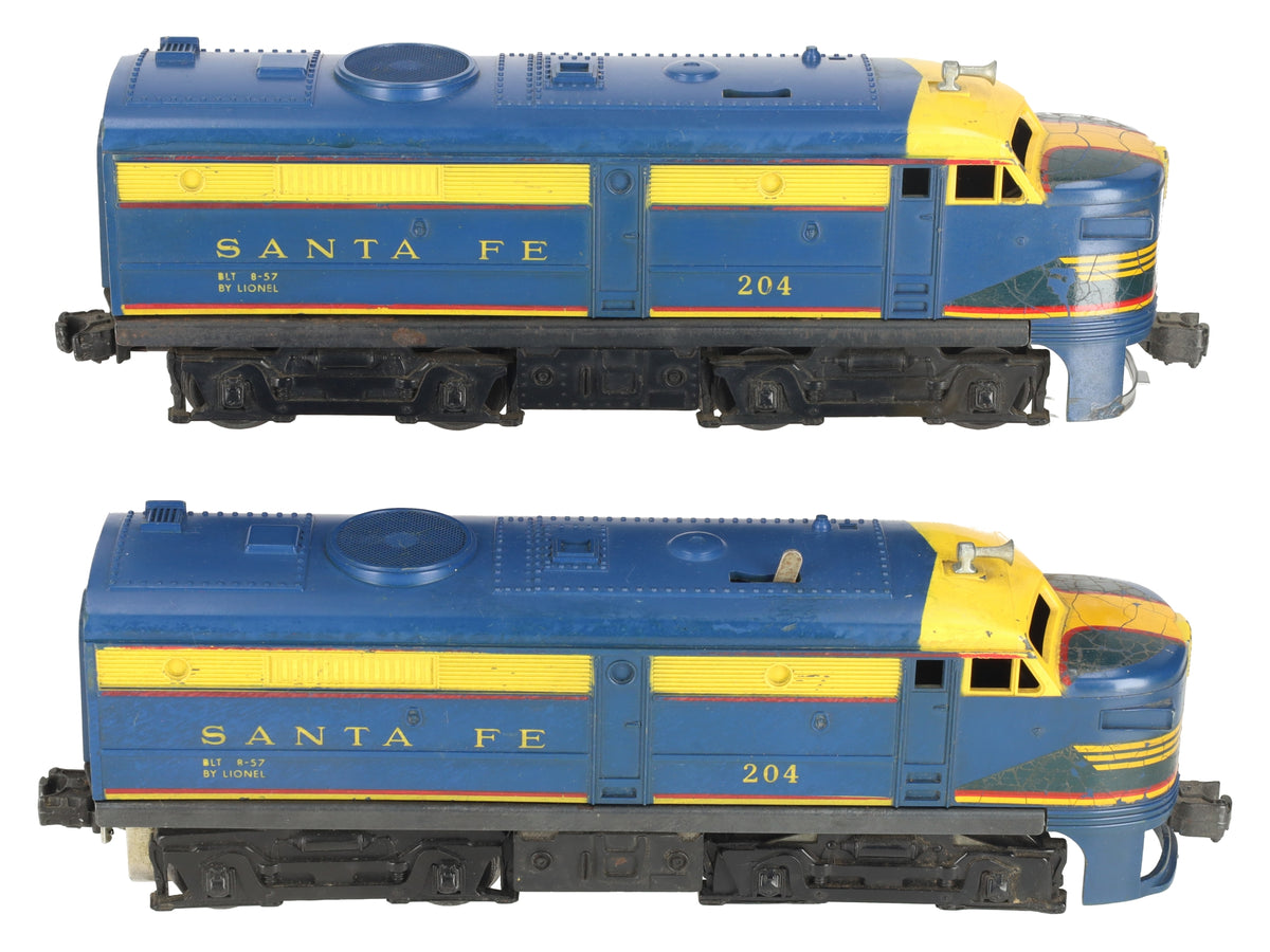 Lionel 204 Vintage O Santa Fe AA Diesel Locomotive Set VG