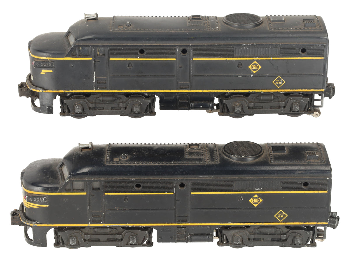 Lionel 2032 Vintage O Gauge Erie Alco AA Diesel Locomotive Set VG