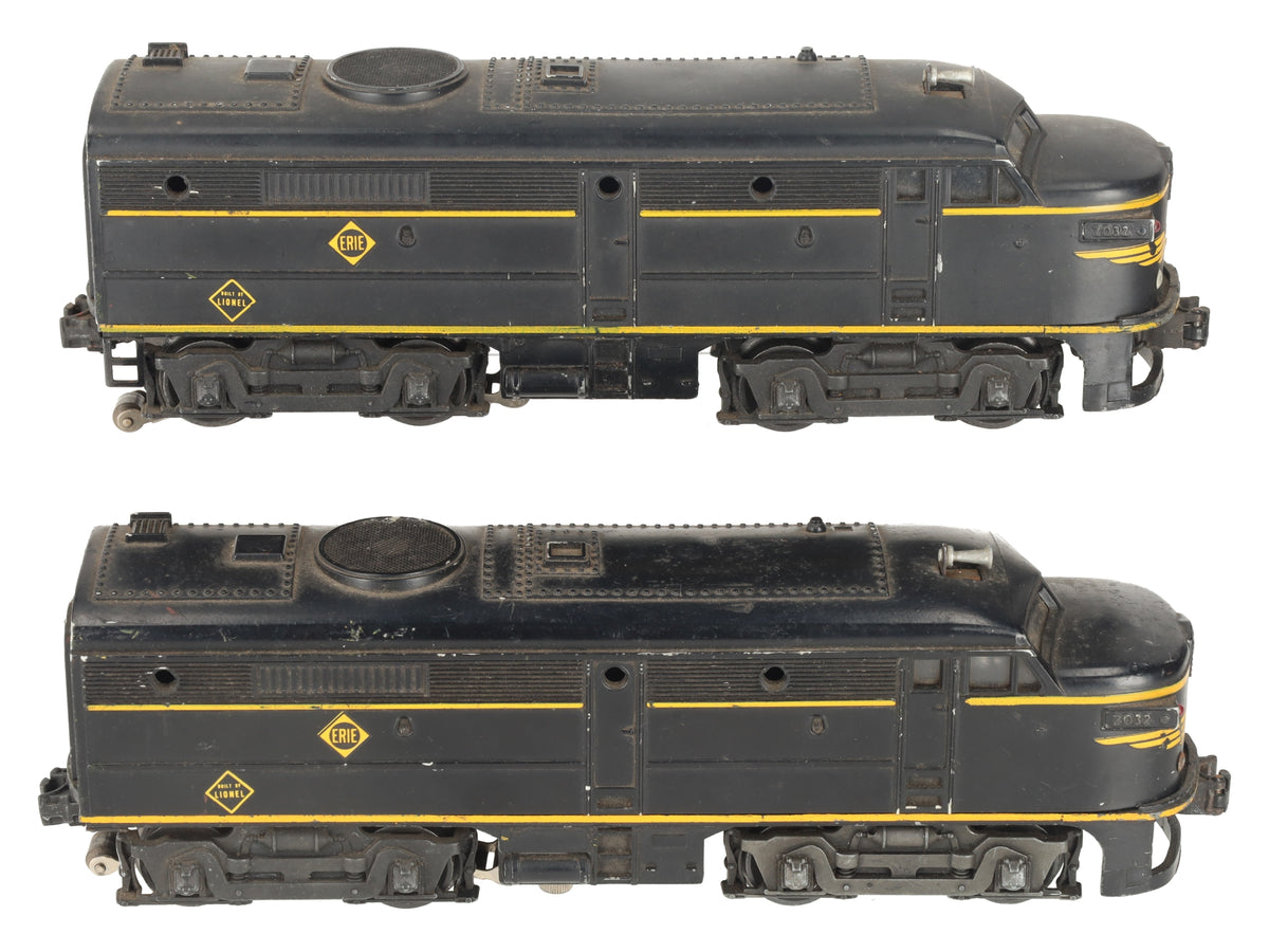 Lionel 2032 Vintage O Gauge Erie Alco AA Diesel Locomotive Set VG