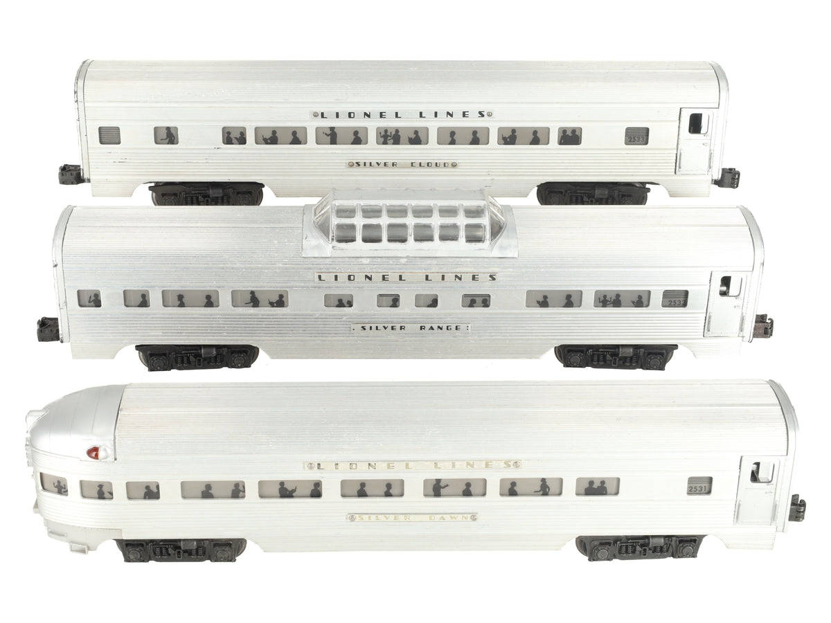 Lionel Vintage O Lionel Lines Aluminum Passenger Cars: 2531, 2532, 2533 [3] VG