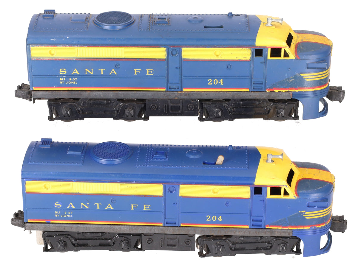 Lionel 204 Vintage O Santa Fe AA Diesel Locomotive Set VG