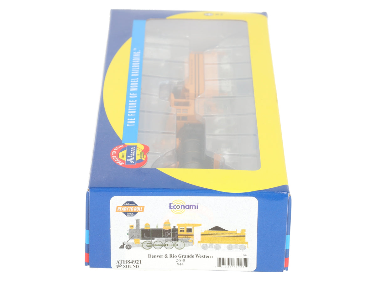 Athearn 84921 HO RTR Old Time 2-8-0 w/DCC & Sound, D&RGW #944 w/DC/DCC EX/Box