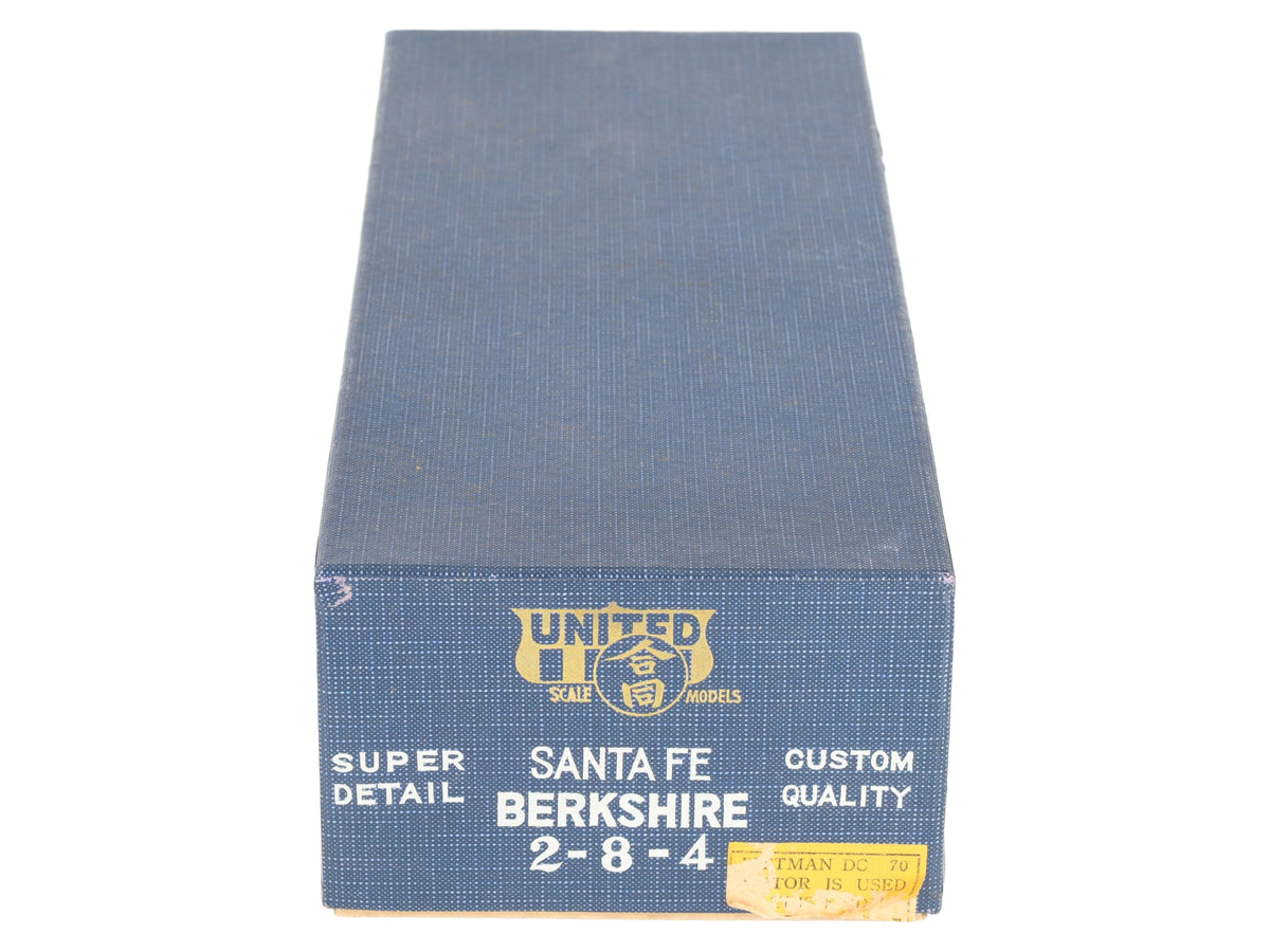 United Models HO Brass Santa Fe 2-8-4 Berkshire Steam Loco & Tender- Unpainted VG/Box