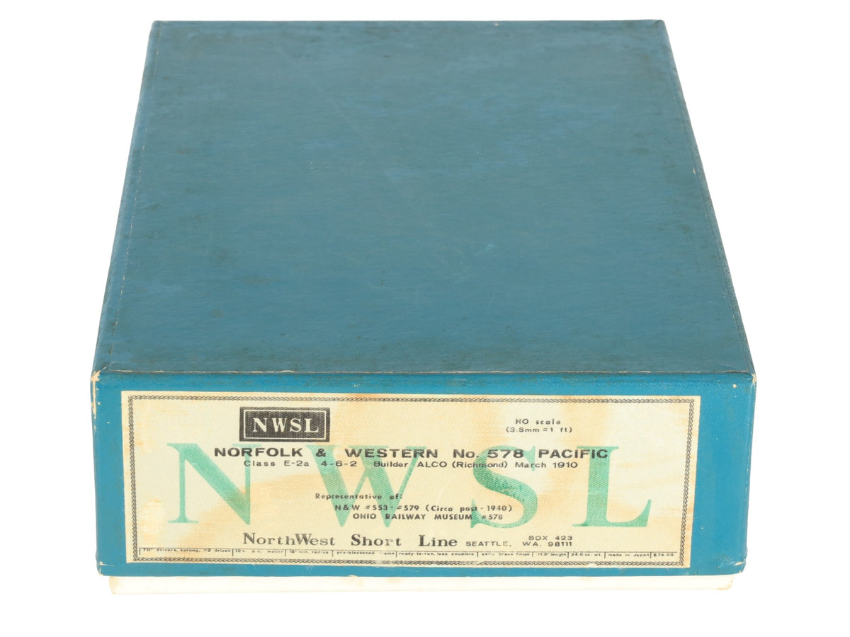 NWSL BRASS HO Scale N&W E-2a 4-6-2 Steam Locomotive & Tender - Unpainted VG/Box